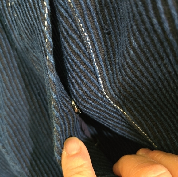 NWT Pilcro Navy Blue Cropped Denim Peacoat Jacket Large - Picture 6 of 10